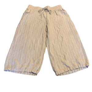 Zac & Rachel Women’s Striped Linen Blend Cropped Wide Leg Palazzo Pants Medium